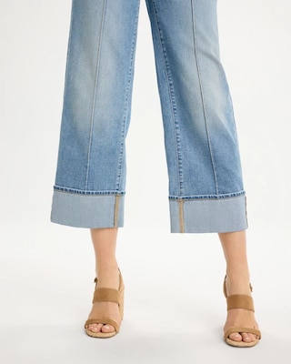 chieko+ denim TEDDY sky 38サイズ ¥39,600 Pintuck High-Cuff Cropped Jeans | Chico's